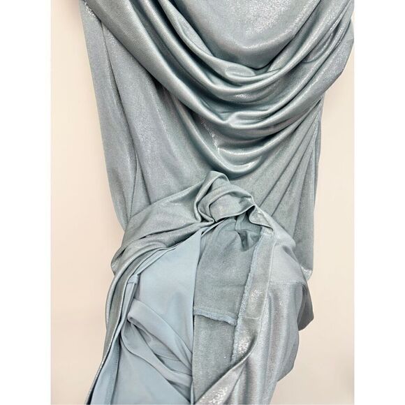 Lauren Ralph Lauren One Shoulder Metallic Jersey Midi Dress Size 6 NWT - Picture 12 of 12